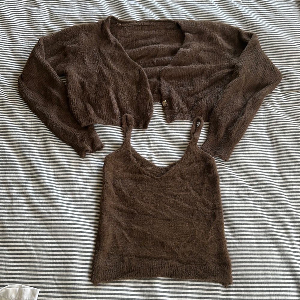 Crop cardigan and tank combo